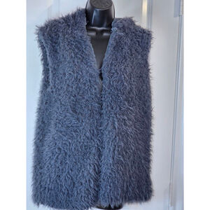 Women's b-sharp Gray Faux Fur Vest S/M